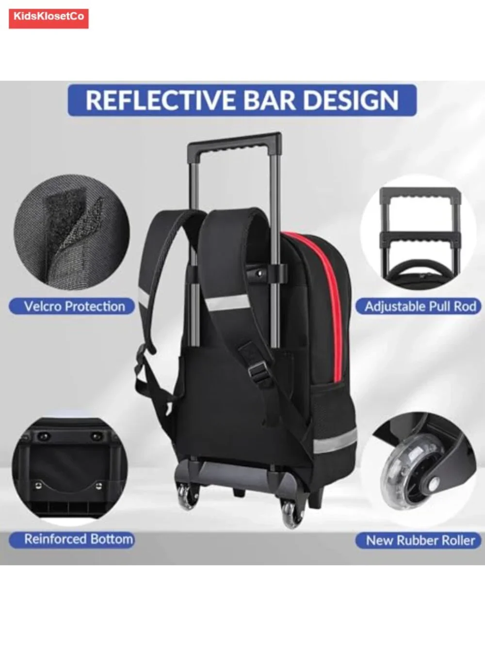 Boys Rolling Backpack with Wheels, Gamer Design, Wheeled Bookbag for School
